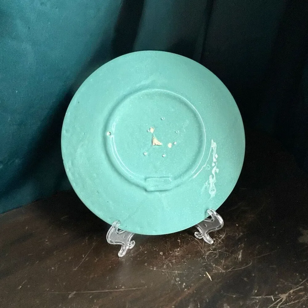 Studio Pottery Plate Stylized Yin Yang Fish